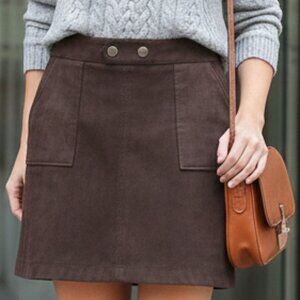 INC skirt gray faux suede career w/patch pockets - M
